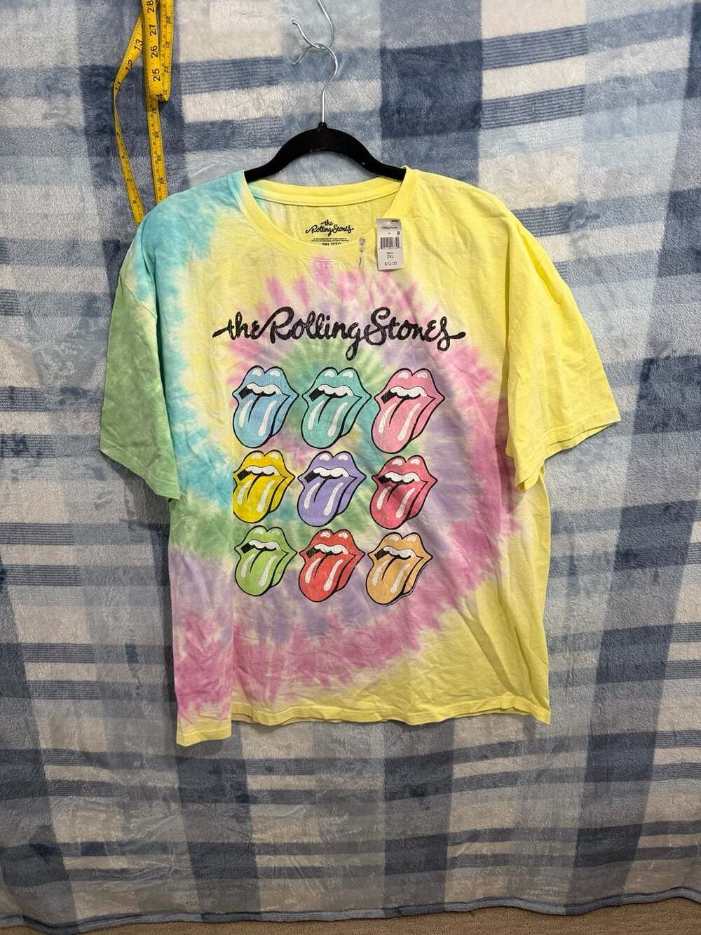 The Rolling Stones Pastel Tongues Tie Dye Graphic T-Shirt Men's 2XL